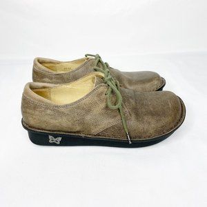 Alegria Women Brown Bre-603 Leather Lace Up Comfort Sneakers Shoes Size 5